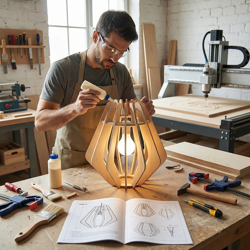Montagem de luminária CNC